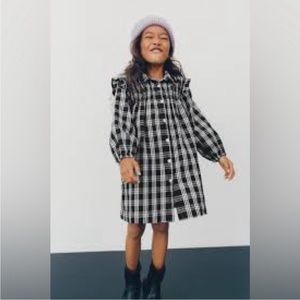 Zara Black and White Plaid Kids Dress